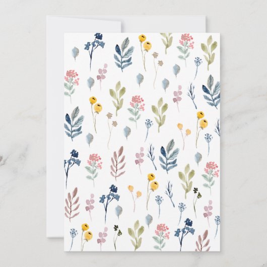 Rustic Wildflower Modern Calligraphy Wedding Kaart (Achterkant)