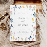 Rustic Wildflower Modern Calligraphy Wedding Kaart<br><div class="desc">Rustic Wildflower Modern Calligraphy Wedding Invitation</div>