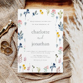 Rustic Wildflower Modern Calligraphy Wedding Kaart