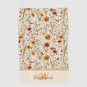 Rustic Wildflower Monogram - Boho Floral Pattern Golfhanddoek (Voorkant)