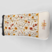 Rustic Wildflower Monogram - Boho Floral Pattern Golfheadcover (Voorkant)
