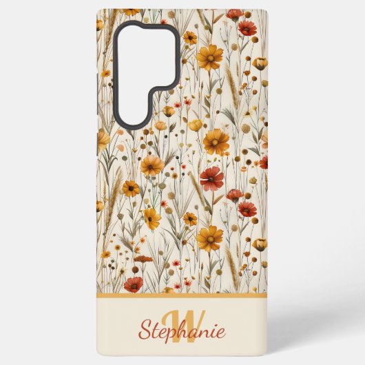 Rustic Wildflower Monogram - Boho Floral Pattern Samsung Galaxy Hoesje (Achterkant)