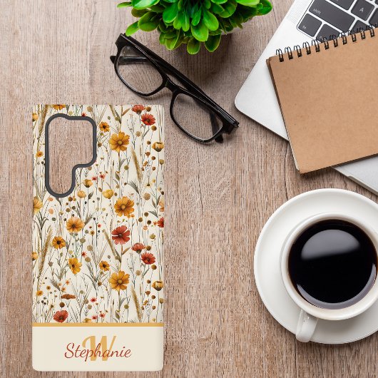 Rustic Wildflower Monogram - Boho Floral Pattern Samsung Galaxy Hoesje