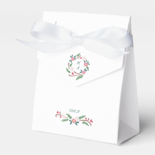 Rustic Wildflower Monogram Crest Favoriete Box Bedankdoosjes (Voorkant Zijde)