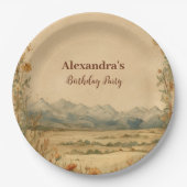 Rustic Wildflower Mountain Birthday Papieren Bordje (Voorkant)