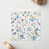Rustic Wildflower Patterned Botanical Garden Notitiekaartje (Voorkant / Achterkant in situ)