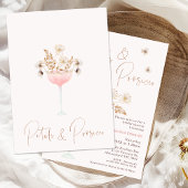 Rustic Wildflower Petal Prosecco Vrijgezellenfeest Kaart