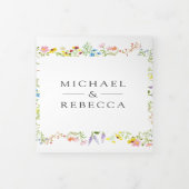 Rustic Wildflower Photo Collage All-in-One Weddens Drieluik Uitnodiging (Cover)