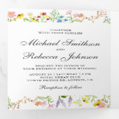 Rustic Wildflower Photo Collage All-in-One Weddens Drieluik Uitnodiging (Binnenzijde eerst)