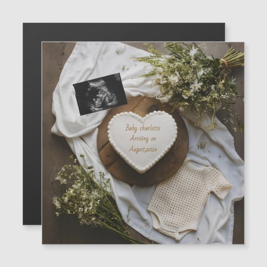 Rustic wildflower pregnancy announcement keepsake  (Voorkant / Achterkant)