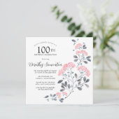 Rustic Wildflower Roze Floral 100e verjaardag Kaart (Staand voorkant)