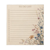 Rustic Wildflower To Do List Teacher Nature Gift Notitieblok (Voorkant)