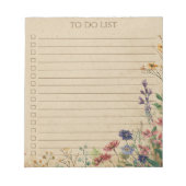 Rustic Wildflower To Do List Teacher Nature Gift Notitieblok (Voorkant)