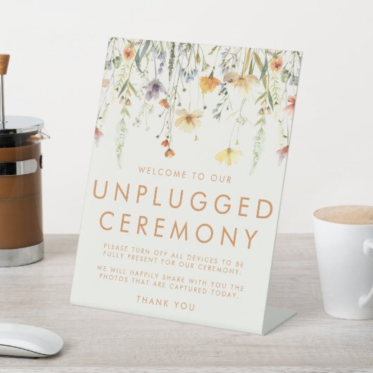 Rustic Wildflower Unplugged Ceremony Reclamebord Met Voetstuk (Insitu)