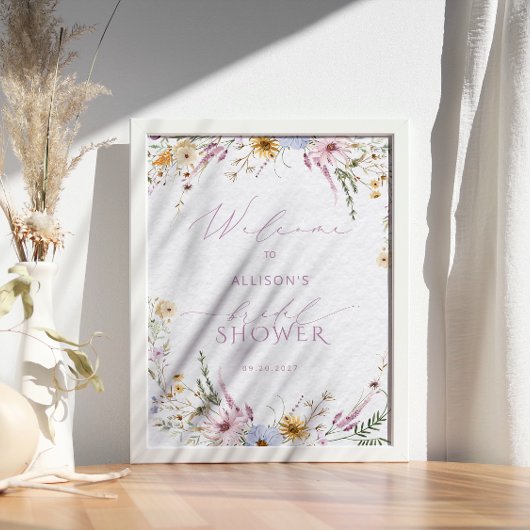 Rustic Wildflower Vrijgezellenfeest Welkom Poster