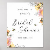 Rustic Wildflower Vrijgezellenfeest Welkom Sign Poster (Voorkant)