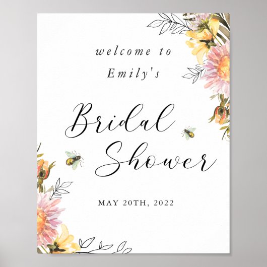 Rustic Wildflower Vrijgezellenfeest Welkom Sign Poster (Voorkant)