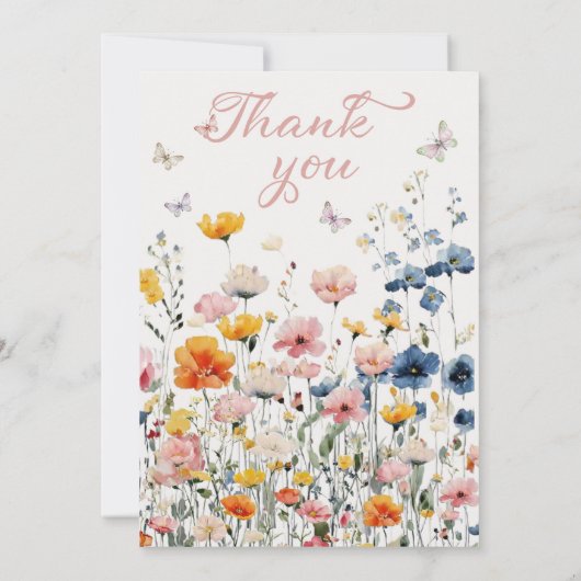 Rustic Wildflower Waterverf Baby shower Kaart (Achterkant)