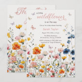 Rustic Wildflower Waterverf Baby shower Kaart (Voorkant / Achterkant)