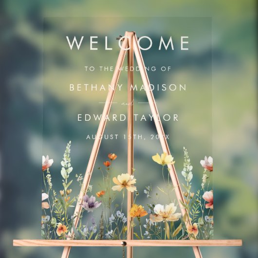 Rustic Wildflower Wedding Acryl Bord (Neutraal)