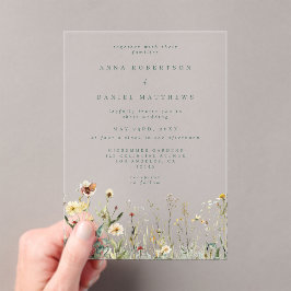 Rustic Wildflower Wedding Acryl Uitnodigingen