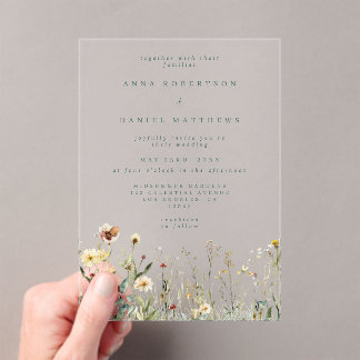 Rustic Wildflower Wedding Acryl Uitnodigingen
