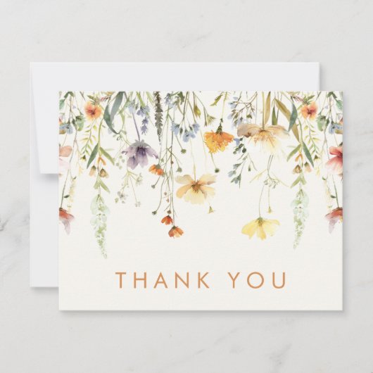 Rustic Wildflower Wedding Bedankkaart (Voorkant)