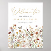 Rustic Wildflower Wedding Garden Flowers Welkom Poster (Voorkant)