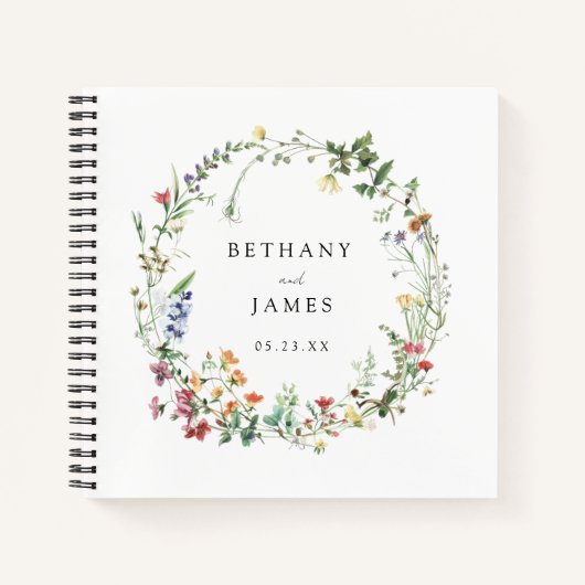 Rustic Wildflower Wedding Gastboek Notitieboek (Voorkant)