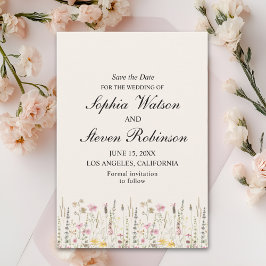 Rustic Wildflower Wedding in Beige Tones Save The Date