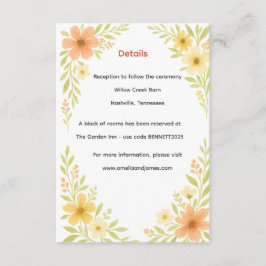 Rustic Wildflower Wedding Informatiekaartje