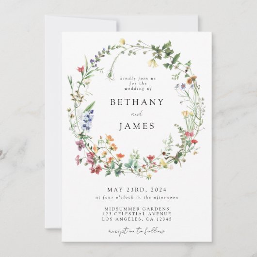Rustic Wildflower Wedding Kaart (Voorkant)