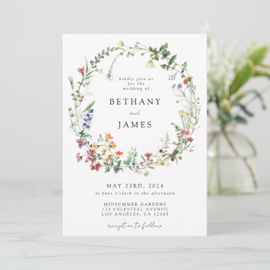 Rustic Wildflower Wedding Kaart (Staand voorkant)