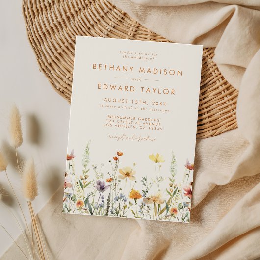 Rustic Wildflower Wedding Kaart