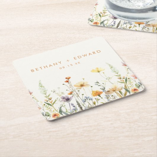 Rustic Wildflower Wedding Kartonnen Onderzetters (Schuin)