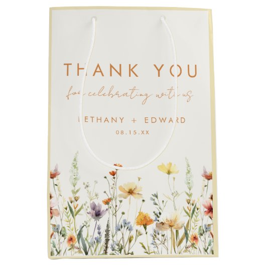 Rustic Wildflower Wedding Medium Cadeauzakje (Voorkant)