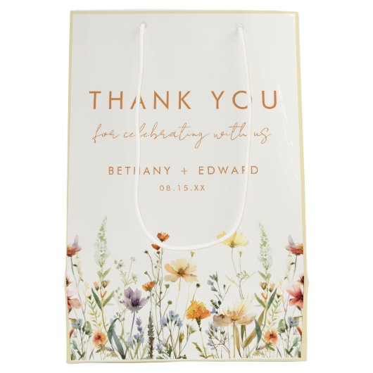 Rustic Wildflower Wedding Medium Cadeauzakje (Achterkant)