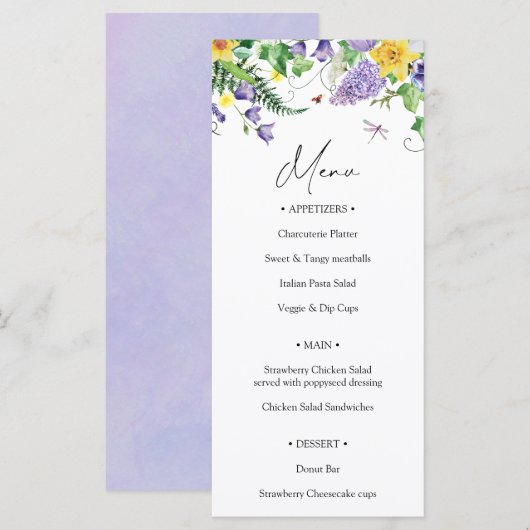 Rustic Wildflower Wedding Menu (Voorkant / Achterkant)