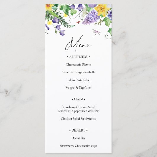 Rustic Wildflower Wedding Menu (Voorkant)