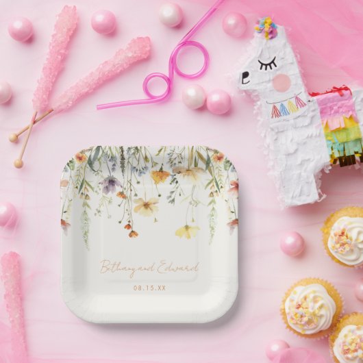 Rustic Wildflower Wedding Papieren Bordje (Feest)