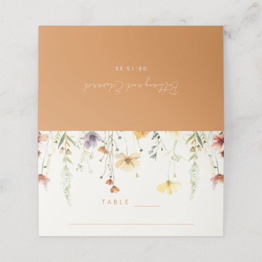 Rustic Wildflower Wedding Plaatskaartje (Buitenkant ongevouwen)
