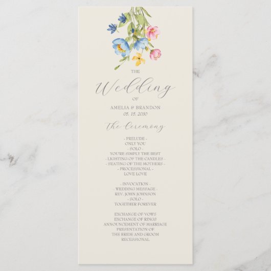Rustic Wildflower Wedding Programmakaart (Voorkant)