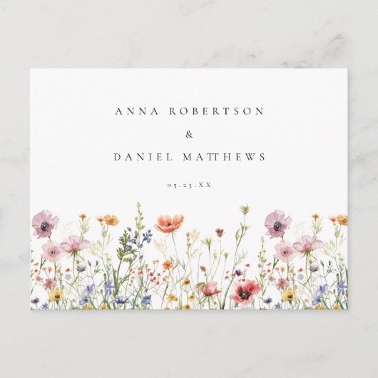 Rustic Wildflower Wedding RSVP Briefkaart (Voorkant)