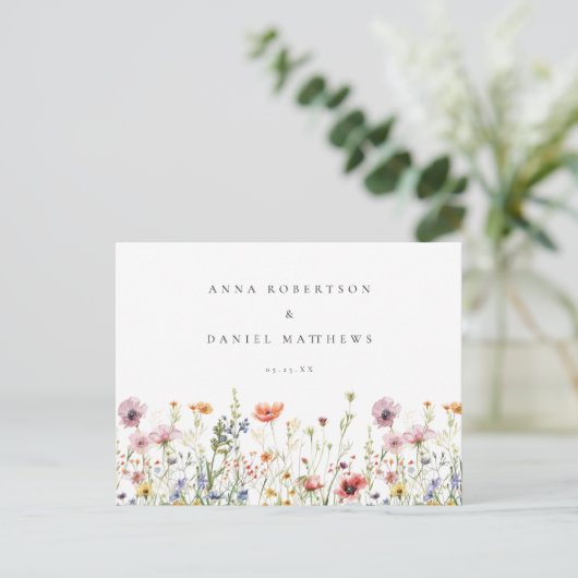Rustic Wildflower Wedding RSVP Briefkaart (Staand voorkant)