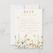 Rustic Wildflower Wedding RSVP Kaartje (Voorkant)