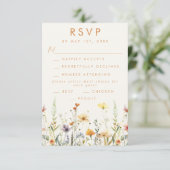 Rustic Wildflower Wedding RSVP Kaartje (Staand voorkant)