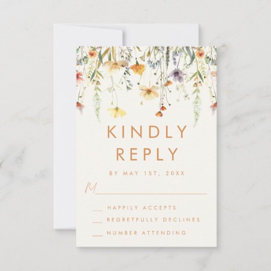 Rustic Wildflower Wedding RSVP Kaartje (Voorkant)
