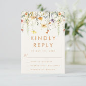 Rustic Wildflower Wedding RSVP Kaartje (Staand voorkant)