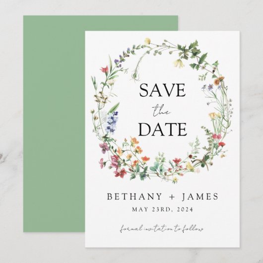 Rustic Wildflower Wedding Save The Date (Voorkant / Achterkant)