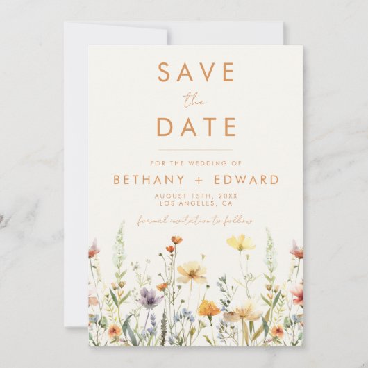 Rustic Wildflower Wedding Save The Date (Voorkant)